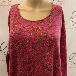 WHITE STAG. Size XL. Paisley 3/4 Sleeve Stretch Cotton Knit Pullover Top. B53